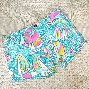 LILLY PULITZER neon sailboat pop up U Gotta Regatta Adie shorts 0